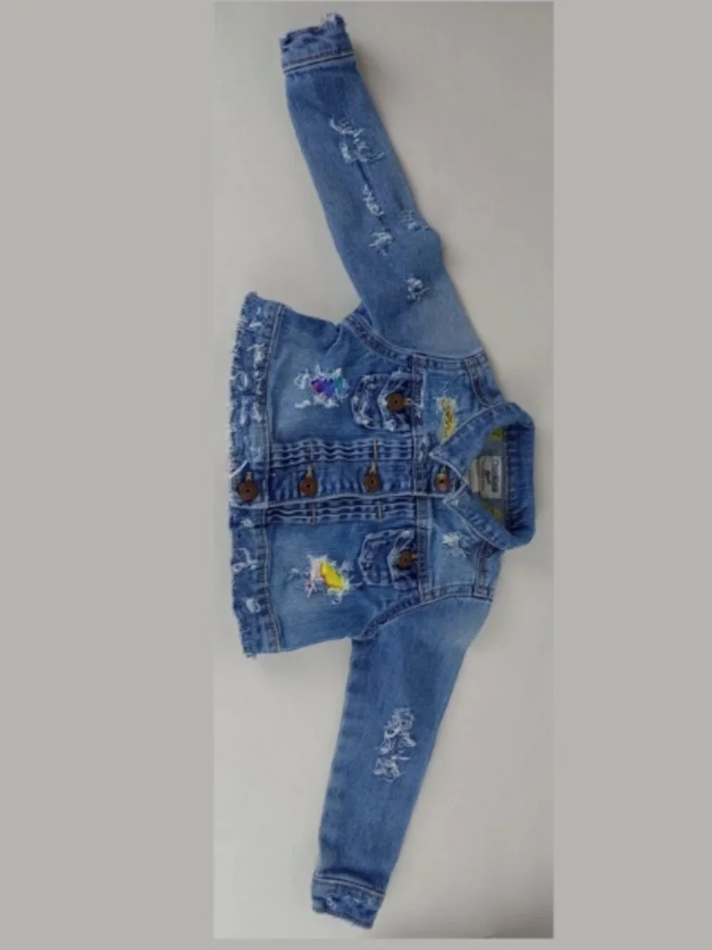 Y2K OshKosh B'gosh Baby 24 Months Distressed‎ Denim Tie Dye Jacket